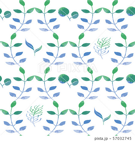 水彩風ボタニカル 植物柄シームレスパターンのイラスト素材