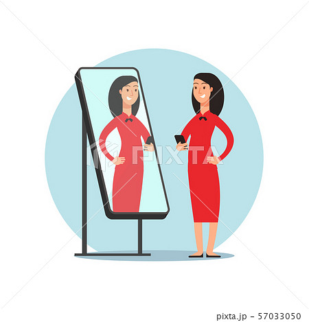Sexy black hair woman in red dress makes selfie Sexy black hair woman in red dress makes selfie 57033050
