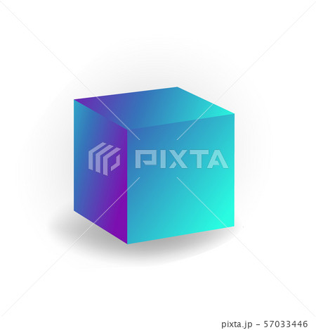 cube - 3D geometric shape with holographic gradient isolated on white background vector 57033446