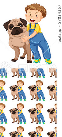 Seamless background design with dog and boy Seamless background design with dog and boy 57034367