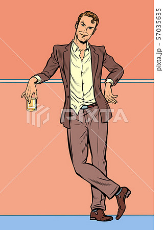 Dandy Man With A Glass Of Alcoholのイラスト素材