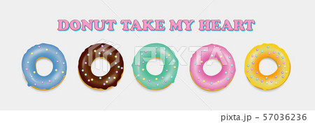 Donut set. Hand drawn bakery design pop art Donut set. Hand drawn bakery design pop art 57036236