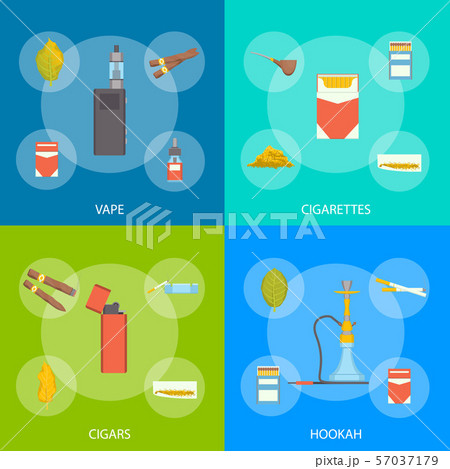 Cartoon Color Smoking Tobacco Products Banner Set . Vector Cartoon Color Smoking Tobacco Products Banner Set . Vector 57037179