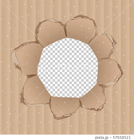 破って穴を開けた段ボールのフレームイラストのイラスト素材