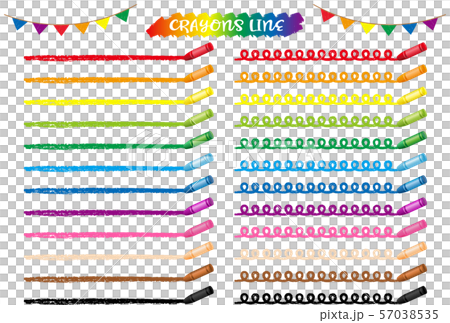 12色クレヨンのラインのイラスト素材