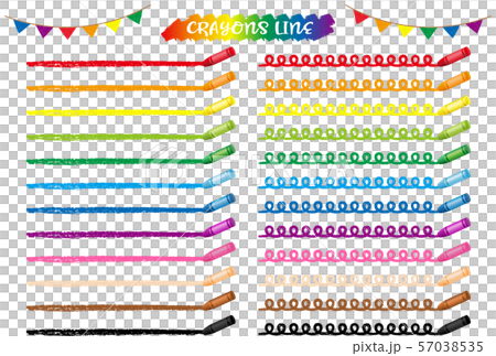 12 Color Crayon Line Stock Illustration