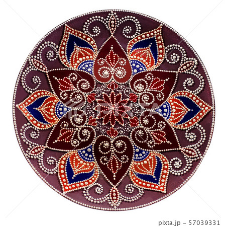 Decorative ceramic dish painted with hands. Art, Decorative ceramic dish painted with hands. Art, 57039331