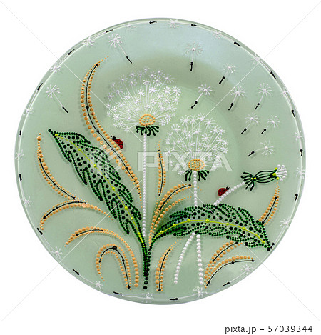 Decorative ceramic dish painted with hands. Art, Decorative ceramic dish painted with hands. Art, 57039344
