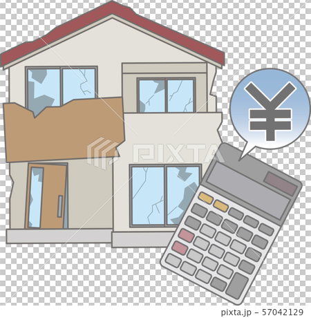 壊れた住宅＿電卓 57042129