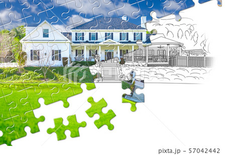 Puzzle Pieces Fitting Together Revealing Finished Puzzle Pieces Fitting Together Revealing Finished 57042442