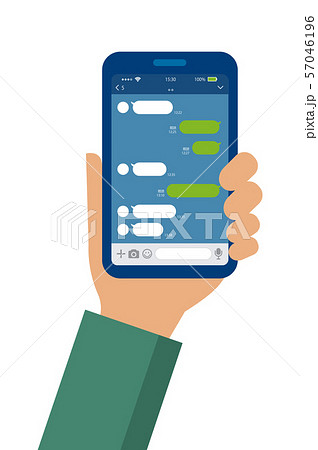 Sns メッセージアプリ チャットアプリ 手持ちスマートフォン ベクターイラストのイラスト素材