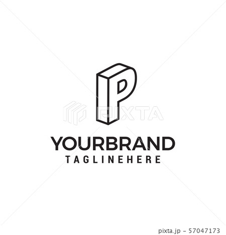 Letter P logo 3D isometric lines geometric shape Letter P logo 3D isometric lines geometric shape 57047173