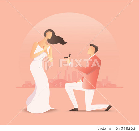man proposing to the woman, proposal of marriage. vector illustration EPS10 57048253