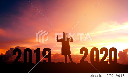 2020 New year Silhouette people graduation in 2020 57049013