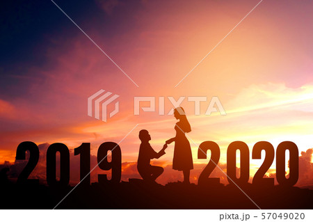 2020 Newyear Silhouette young couple Happy for  57049020