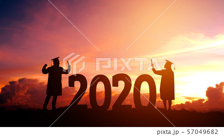 2020 New year Silhouette people graduation in 2020 2020 New year Silhouette people graduation in 2020 57049682