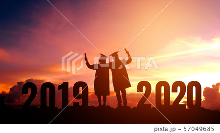 2020 New year Silhouette people graduation in 2020 57049685