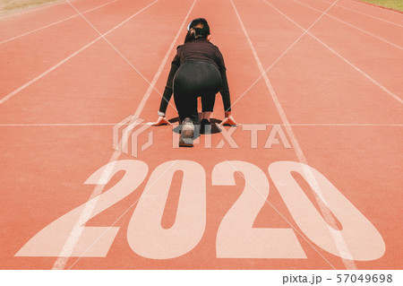 2020 Newyear , Athlete Woman starting on line for 57049698