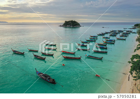 High aerial overview of entire tropical Lipe 57050281