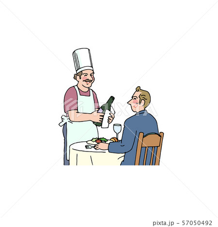 食事にワインを楽しむ外国人 57050492
