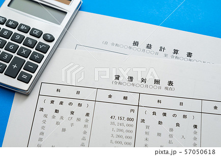 【写真素材】 決算書　ビジネスシーン　貸借対照表　損益計算書　法人　確定申告 57050618