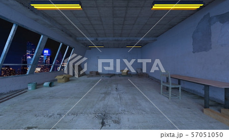 無機質な廃墟ビルのイラスト素材