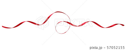 Curled red silk ribbon 57052155