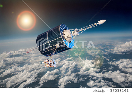 Space satellite over the planet earth 57053141