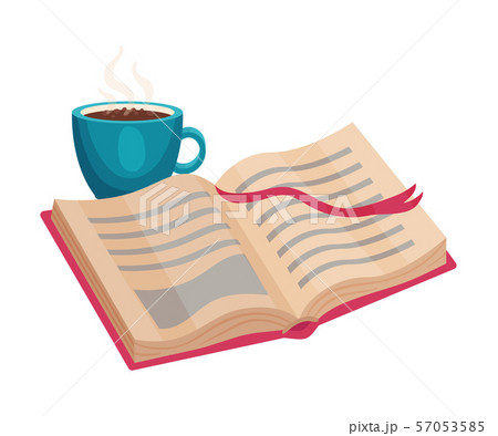 Open book with a pink bookmark. Vector illustration on a white background. 57053585