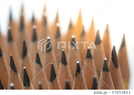 Close up front image of stacked pencils 57053651