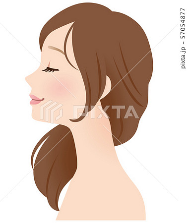 目を閉じた女性 横顔のイラスト素材