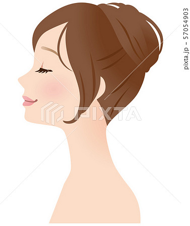 目を閉じた女性 横顔のイラスト素材