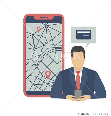 Businessman uses phone map location ATM Navigation 57054955