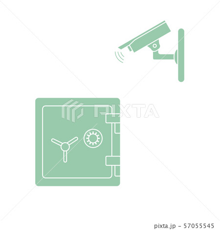 Vector illustration with security camera and safe 57055545