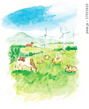 水彩風景_酪農 57055910