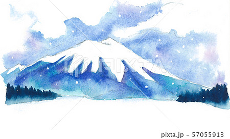 水彩風景 岩手山のイラスト素材