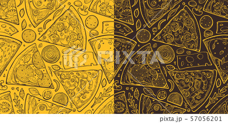 Pizza slices seamless pattern. Hand drawn vector 57056201