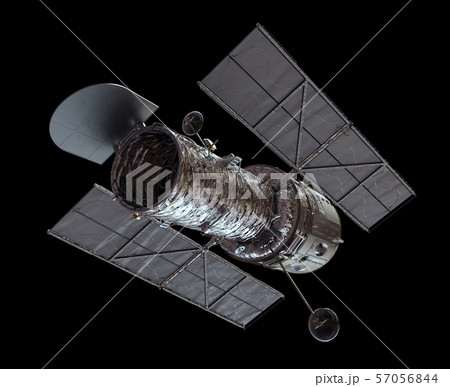 Space Telescope Isolated On Black Background 3d のイラスト素材