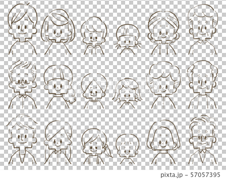 三世代家族-人物-笑顔-線画 三世代家族-人物-笑顔-線画 57057395