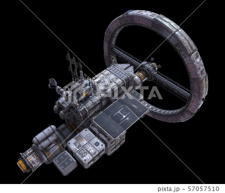 Future Space Station Isolated on Black Background 3D Illustration Future Space Station Isolated on Black Background 3D Illustration 57057510