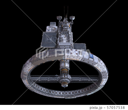 Future Space Station Isolated on Black Background 3D Illustration Future Space Station Isolated on Black Background 3D Illustration 57057538