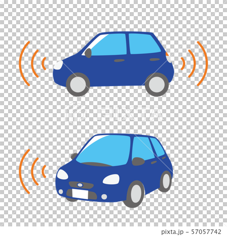 青い車　各種センサー　自動ブレーキ 57057742