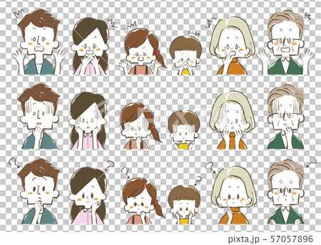 家族-驚き・ショック・はてな-三世代 57057896