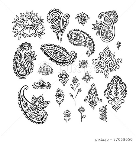 Vector Indian rug paisley ornament pattern design. Vector Indian rug paisley ornament pattern design. 57058650