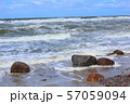 baltic sea beach in stormy weather with sea waves 57059094