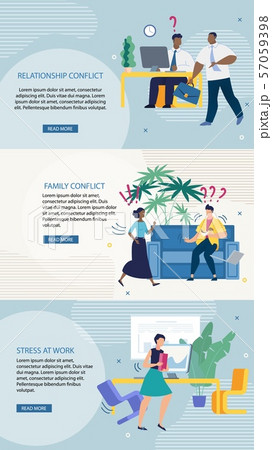 Set Advertising Flyer Relationship Conflict Flat. 57059398