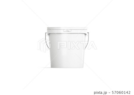 Blank white paint bucket mockup isolated, front view 57060142