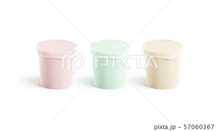 Blank colored ice cream bucket mockup set, side view Blank colored ice cream bucket mockup set, side view 57060367