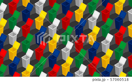 Plastic Trash 3D isometric seamless pattern, Conservation environment concept poster and social banner post square design illustration isolated grey background with copy space, vector eps 10 57060518