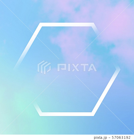 Pastel toned purple and blue sky background with clouds and a frame, an abstract design template 57063192